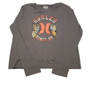 Hurley Girls Long sleeve Tshirt New with Tags Med 10/12 Gray